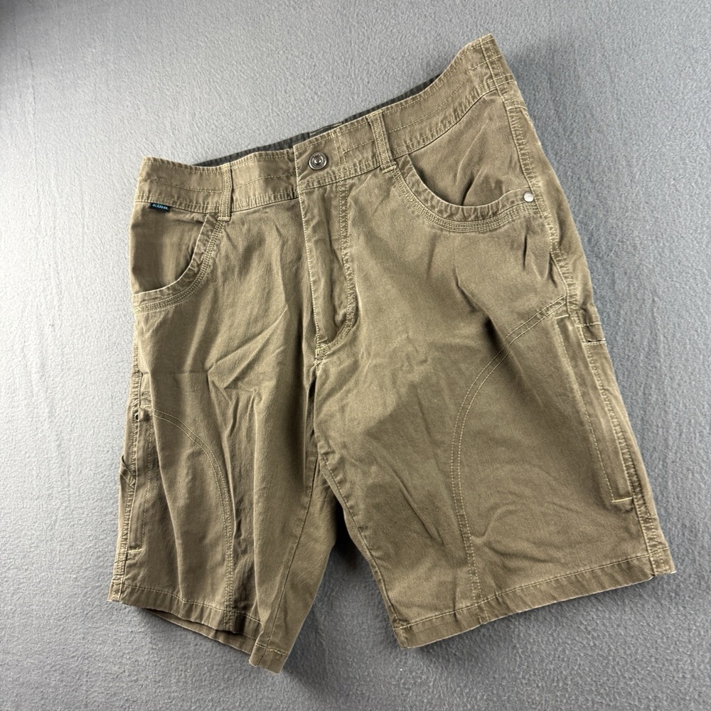 Kuhl Shorts Men's 32 Brown Ramblr Hiking Outdoor Zip Pockets Vintage Patina Dye